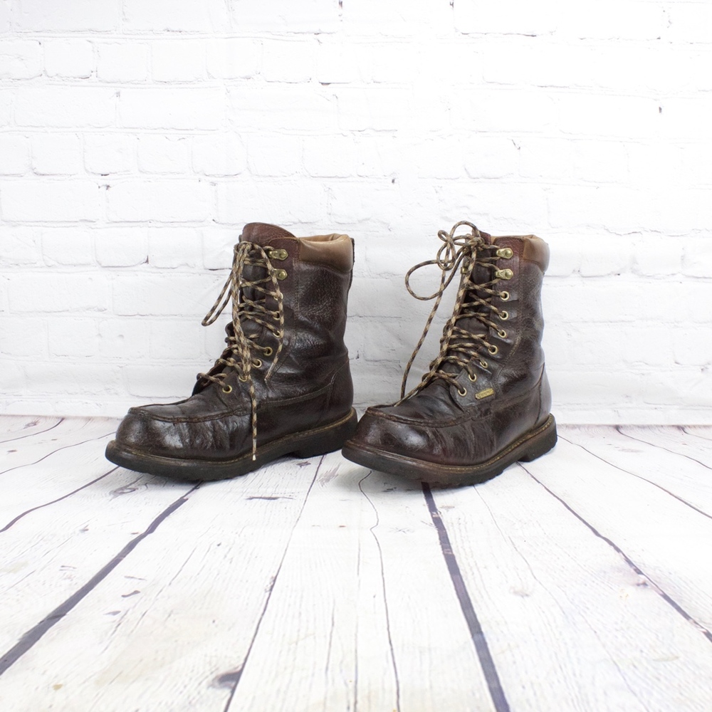 LL Bean Waterproof Kangaroo Brown Leather Boots 11 - Picture 4 of 8